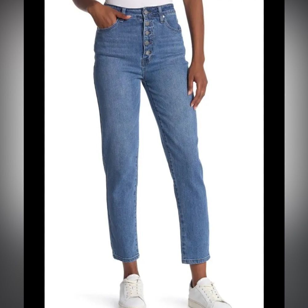 Abound Button Front Sustainable Denim Mom Jeans